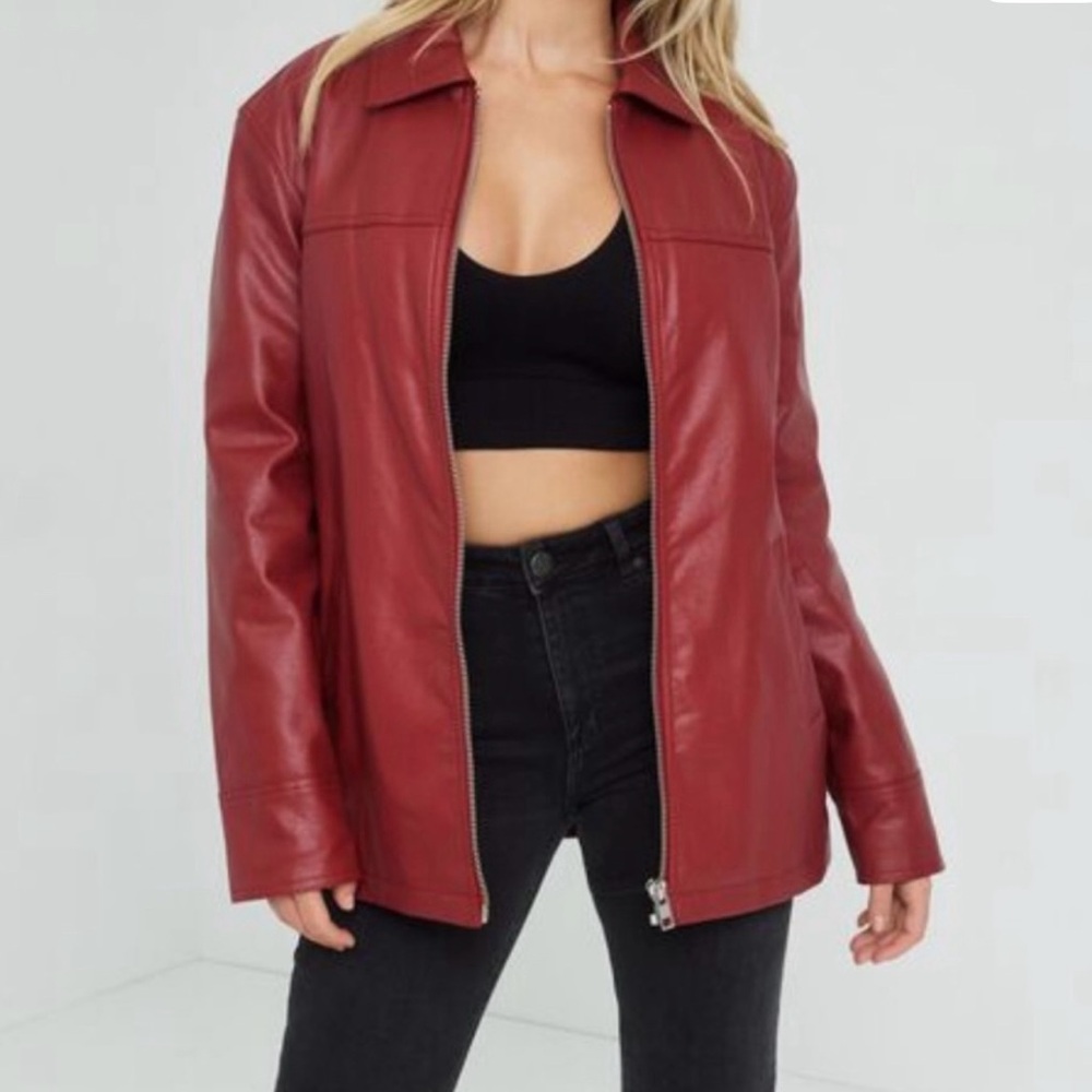 Garage Women's Deep Red Leather Jacket